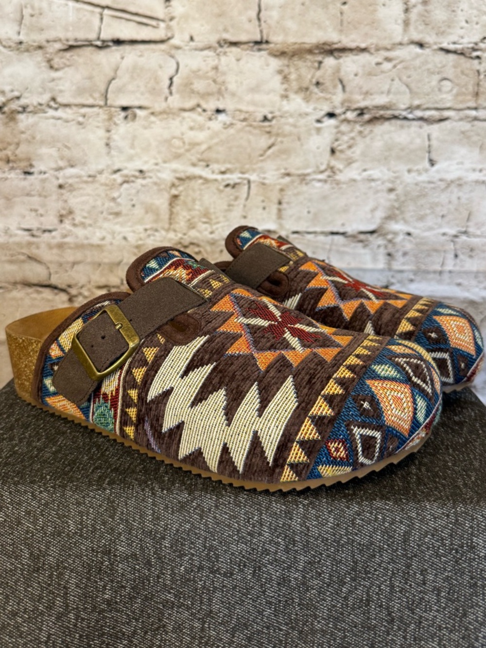 Dirty Laundry Aztec Print Platform Clogs